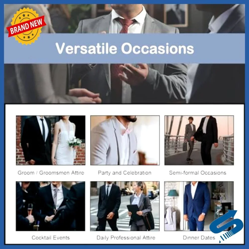 Slim Fit Suit Set Blazer Pants Wedding Prom Business Formal